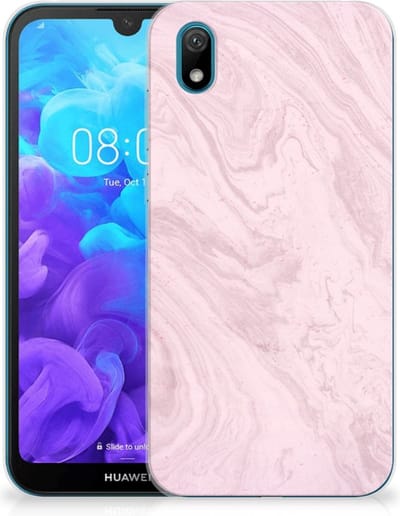 TPU Hoesje voor Huawei Y5 (2019) TPU Siliconen Hoesje Marble Pink - Origineel Cadeau Vriendin