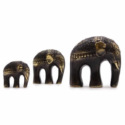 Ancient Wisdom - Decoratief beeld - Messing olifant set van 3 - beeldjes - interieurdecoratie - woonaccessoires - figuren - ornamenten - decoratie