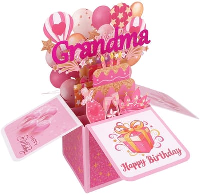Dailygoods- Verjaardagskaart 3D Pop-Up - Roze Ontwerp - Inclusief Envelop - Notitiekaart - Hartverwarmend Cadeau - Afmetingen 24,5x24,5x19cm - Wenskaart