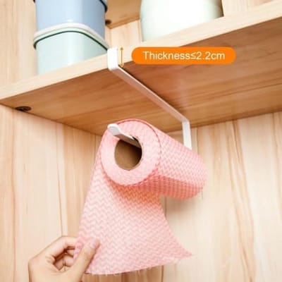 Famanu - Keukenrolhouder zonder boren, papieren handdoekrolhouder, wandgemonteerde papierrolhouder, keukenrolhouder voor bevestiging, praktische rolhouder onder de kast voor keuken en badkamer
