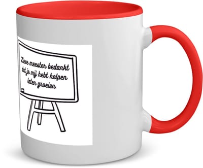 Akyol - lieve meester bedankt dat je me hebt laten groeien koffiemok - theemok - rood - Meester - meester - leraar - 350 ML inhoud
