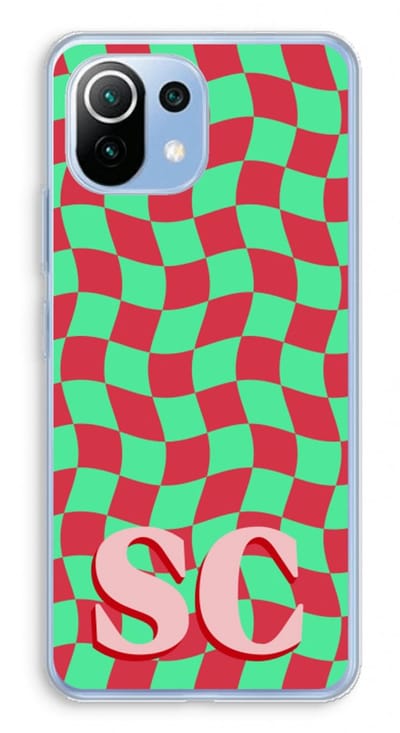 Gepersonaliseerd - Case Company® - Hoesje geschikt voor Xiaomi Mi 11 Lite hoesje - Grid Monogram - Soft Cover Telefoonhoesje - Bescherming aan alle Kanten en Schermrand