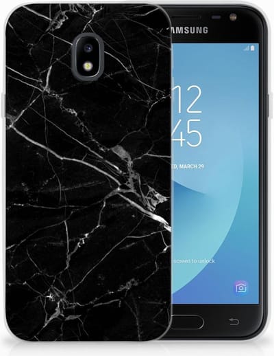 Samsung Galaxy J3 2017 TPU Siliconen Hoesje Marmer Zwart - Origineel Cadeau Vader