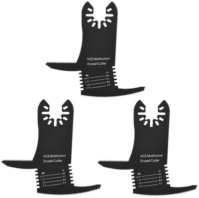 3-delige Set 4-in-1 Oscillerende Multitool Zaagbladen - Gipsplaat & Hout Snijden - Precisie Zaagblad voor Inbouwdozen - Universeel - Zwart