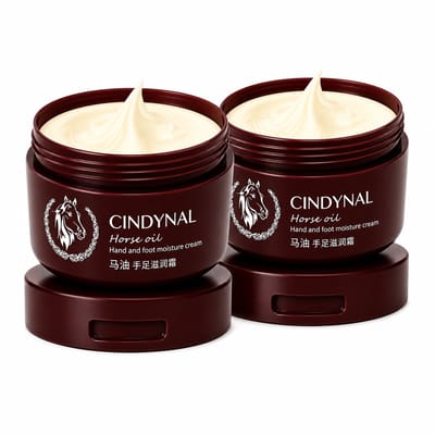 Cindynal Voetcreme Voor Droge Voeten – 2 Stuks – Verwijderen Dode Huidcellen – Handcreme Intensieve Hydratatie – Met Paarden 0lie Tegen Kloven & Eelt – Herstellende Verzorging