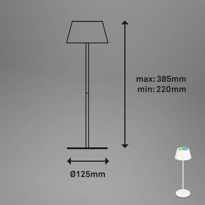 B.K.Licht Kiki RGB - Tafellamp oplaadbaar - snotloze lamp - dimbaar - voor buiten en binnen - USB-C - in hoogte verstelbaar - Ø12cm - wit