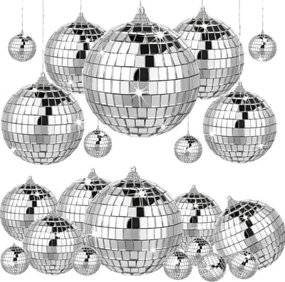 12 stuks kleine zilveren spiegelballen - mini-discoballen voor feest, kerstdecoraties, boomballen