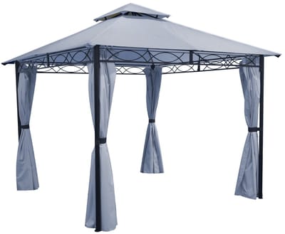 Luxe Paviljoen 3x3m | Tuinpaviljoen Grey Dawn | Zonder Schroeven Opzetten | 100% Waterdicht PVC gecoat 270g/m² | Met Zijwanden | Partytent / Overkapping / Tuintent | Façil