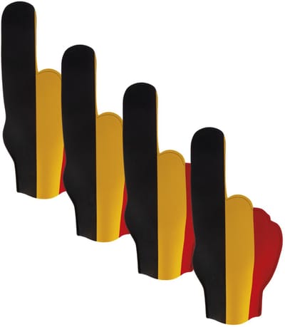 Funny Fashion Supporters foam hand - 4x - vlag Belgie - 50 cm - Landen versiering - voetbal