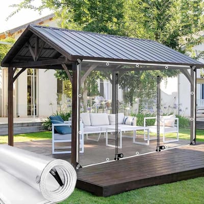 Transparant Dekzeil - Outdoor Gordijn - Buiten Leven - Met Rits Deur - 3.2 x 2 m - Transparant
