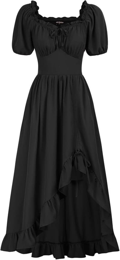 Dames Corset Jurk Renaissance Stijl Maxi Jurk met Pockets, Ruffle en Sweetheart Halslijn