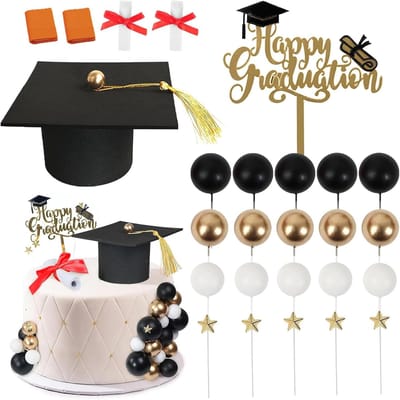 Thijox - 19 stuks graduatie taarttoppers vijfpuntige ster taartdecoratie rond metaal voor afstudeerfeesten, desserttafel decoratie, geschikt voor alle