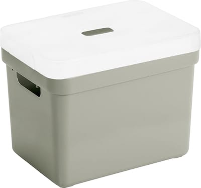 Sunware Opbergboxen met transparante deksel - 1x stuks - kastmanden - lichtgroen - 18 liter - kunststof - 35 x 25 x 24 cm - Opbergers