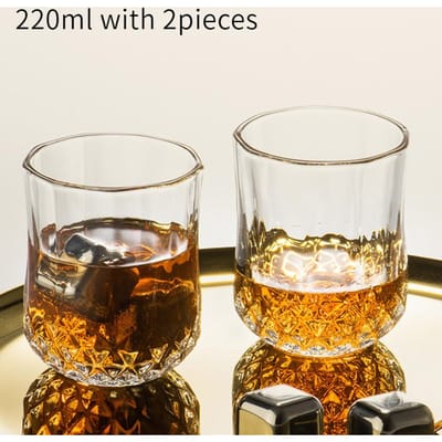 Wijn Glas Horloge Competitie in Europese Stijl Whiskey Glas Bar Verdikt Transparant Gegraveerd Ontwerp Wijnglazen beige