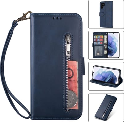 Luxe Telefoonhoesje geschikt voor Samsung Galaxy S24 Ultra | Hoogwaardig Leren Bookcase | Lederen Wallet Case | Pasjeshouder | Blauw