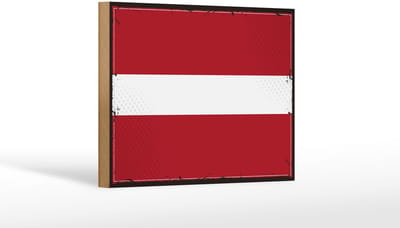 Holzschild Flagge Lettlands 18x12 cm Retro Flag of Latvia Dekoration