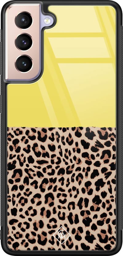 Casimoda® hoesje - Geschikt voor Samsung Galaxy S21 Plus - Luipaard Geel - Luxe Hard Case Zwart - Backcover telefoonhoesje - Geel