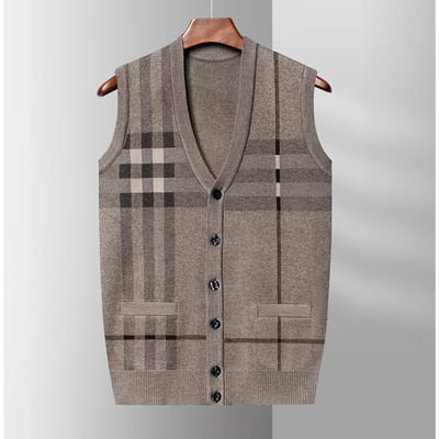 Heren Trui Vest Cardigan Mouwloos Gebreid Vest Herfst en Winter Nieuw Casual Mode Jacquard V-hals Onderhemd 4XL gray