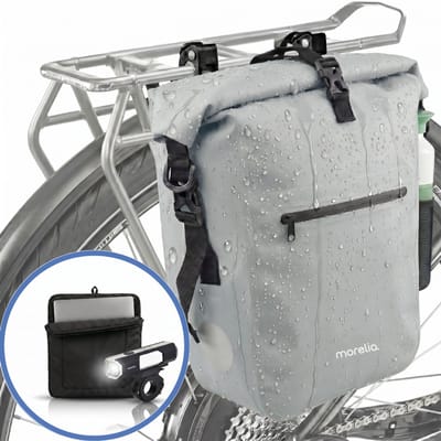 Morelia® Fietstas 100% Waterdicht ( 28 Liter Sage Green )- Incl Laptoptas & Achterlicht - Fietstassen - Fietstassen Electrische Fietsen - Fietstassen Enkel - Tarpaulin materiaal