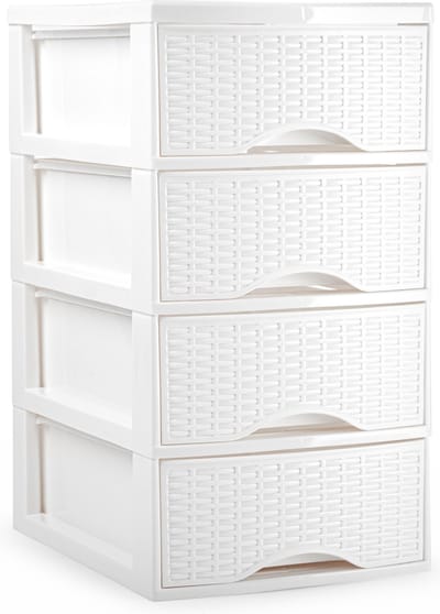 Plasticforte Ladeblokje/bureau organizer met 4x lades - wit - L24 x B18 x H34 cm