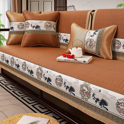 IJszijden Bankkussen Zomer Rozenhout Zitkussen voor de Zomer Antislip Nieuwe Chinese Stijl Bankhoes Zomer Koelmat Zitkussens 70*70cm