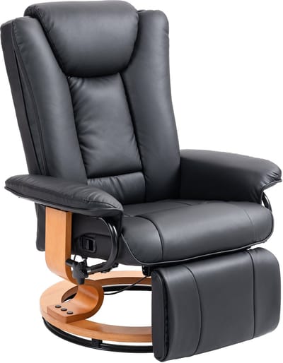 HOMCOM-Relaxsessel-Kunstleder, Holzwerkstoff-78L x 88B x 103H cm-Schwarz