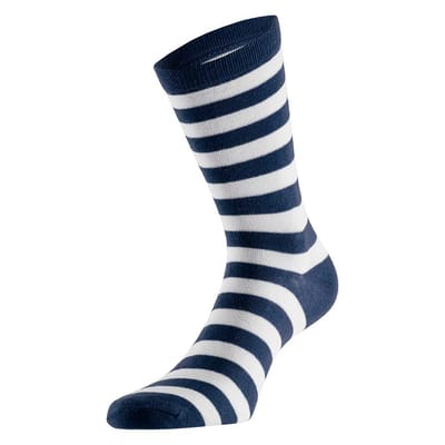 Apollo - Feest sokken met strepen - marine blauw-wit 36/41 - Gekleurde sokken - Carnaval - Party sokken dames
