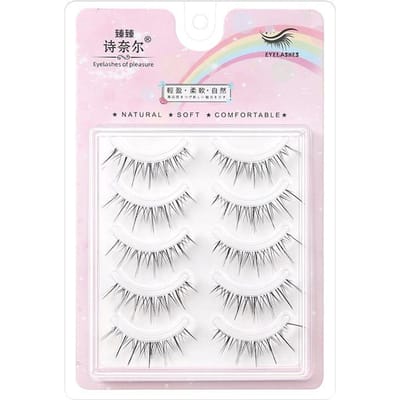 5 Paires Extensions de Cils Faux à Tige Transparente Faciles à Appliquer Amélioration Naturelle des Cils Apparence des Yeux 5 pairs gray