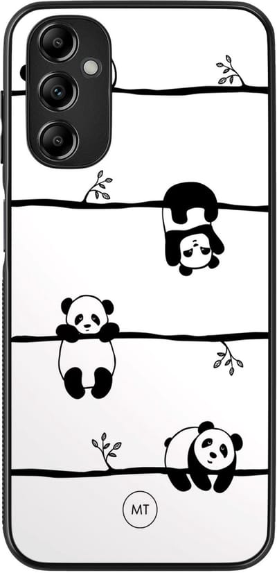 Hoesje geschikt voor Samsung Galaxy A14 5G - Panda - TPU Hard Case Backcover - Zwart, Wit - Mooie Telefoonhoesjes