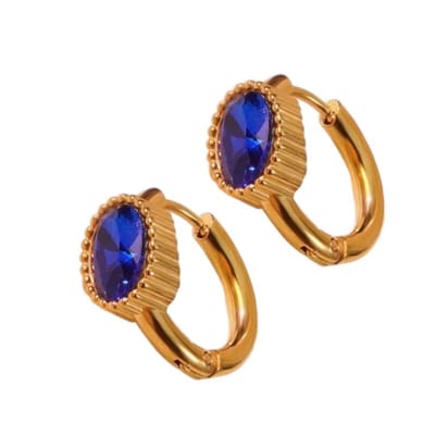 Aramat Jewels | Oorringen | Mini Goudkleurige Oorringen – Blauwe Zirkonia – 15mm | | | |8mm | Staal | Kinderen, Volwassenen | Verkleurd niet