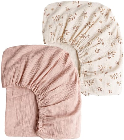 Getailleerd laken - 2 stuks - M - 71*135CM - Gekreukt kinderlaken - Volledige hoes voor kinderbedje - Ademend kinderlaken - Wieglaken - Zacht en ademend - Geschikt voor wiegjes, ledikantjes en ovale manden - Matrashoes