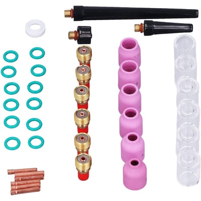 40 Stuks TIG Lasbrander Accessoires Kit Spantang Aluminiumoxide Mondstuk Gaslens Glazen Beker voor WP‑9 20 25