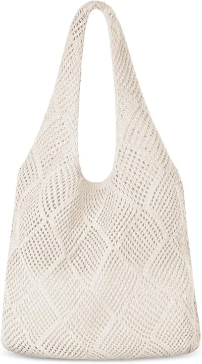 Vrouwen Gehaakte Schoudertas, Hollow Out Tote, Grote Strand- en Winkeltas, Aesthetische Mesh Tas, Ideaal voor Dagelijks Gebruik, 39 x 35 x 61 cm