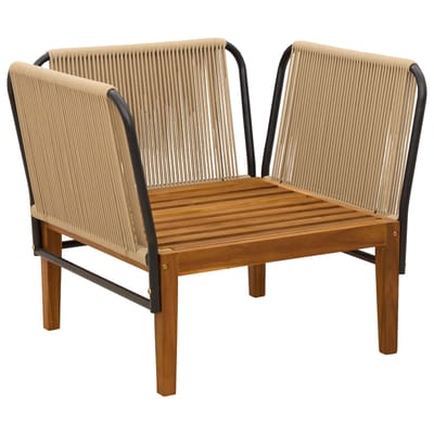 vidaXL - Tuinstoel - met - Kussens - Massief - acaciahout - & - touw - Naturel