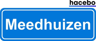 Hacebo - Plaatsnaam Sticker - 29x10 CM - Meedhuizen sticker - Verkeersborden sticker - grappige cadeaus - Meedhuizen
