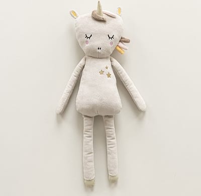 Petite Amélie Pluche knuffel - Eenhoorn Lara - 50 cm lang - Velvet - Beige