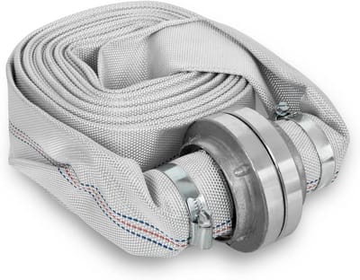 Platte slang - Waterslang pompslang - Grote hoeveelheden water - Met Storz koppeling - 10 meter 52mm - Grijs
