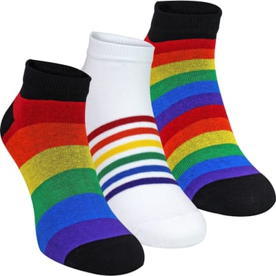 3-Pack Herensokken Damesregenboog Sportkatoen Sokken Heldere Kleurrijke Gestreepte Sokken