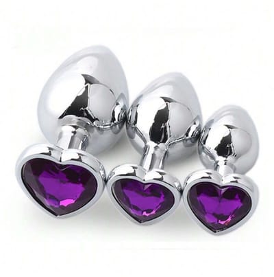 Metalen Buttplugs voor mannen en vrouwen - Buttplug Set 3-Delig - Anal & Butt Plug - Paars