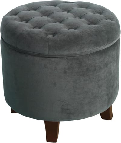 Elegante Ronde Fluwelen Voetenbank met Opbergruimte