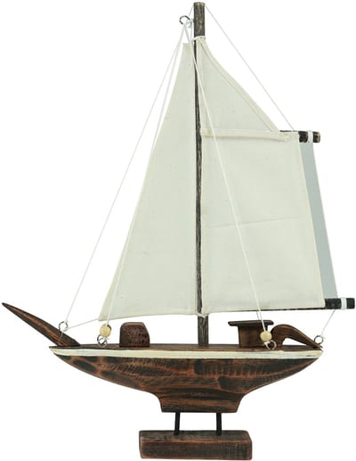 Zeilboot decoratie schip grenen hout bruin 32×5×41cm