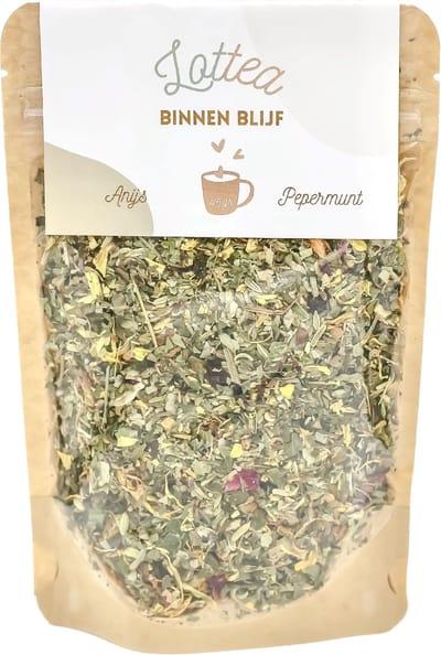 Lottea Binnen Blijf thee 45 gram Stazak - verse thee, kruidenthee, thee cadeau, thee geschenk, thee cadeautje
