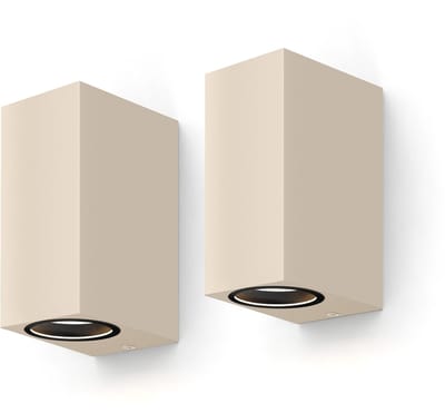 Calex Wandlamp Up & Downlight Bergamo – 2× GU10 – IP54 Water- en Stofbestendig – Geschikt voor Binnen en Buiten – Eenvoudige installatie – Rechthoek – Zwart – 2-Pack