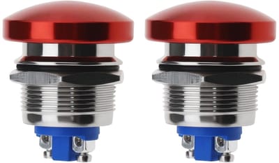 Dailygoods - Drukknopschakelaar - Waterdicht - Aluminium - Rode Mushroom Hoofdknop - Ideaal voor Auto en Boot - 22mm