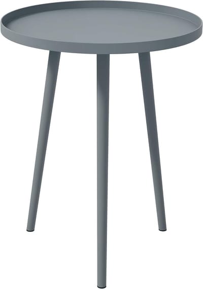 Bijzettafel Tuin - Balkontafel Tuintafel - Buiten Zitten - Verhoogde Rand - Ø40x50 cm - Grijs