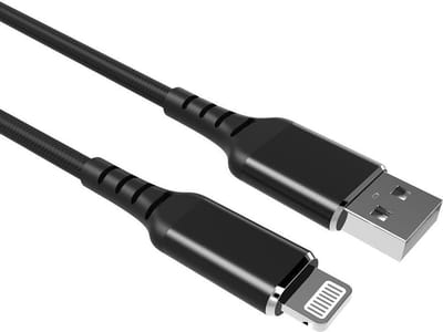 USB A naar Lightning kabel | Laadsnelheid 5V / 3A / 15 watt | USB 2.0 | 480 Mb/s | Male to male | Apple MFI-gecertificeerd | Zwart | 1 meter | Allteq