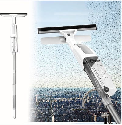 Raamwisser 3-in-1 - Raamtrekker - Ramen Schoonmaken - Met Verlengstang - Tot 120 cm - Grijs