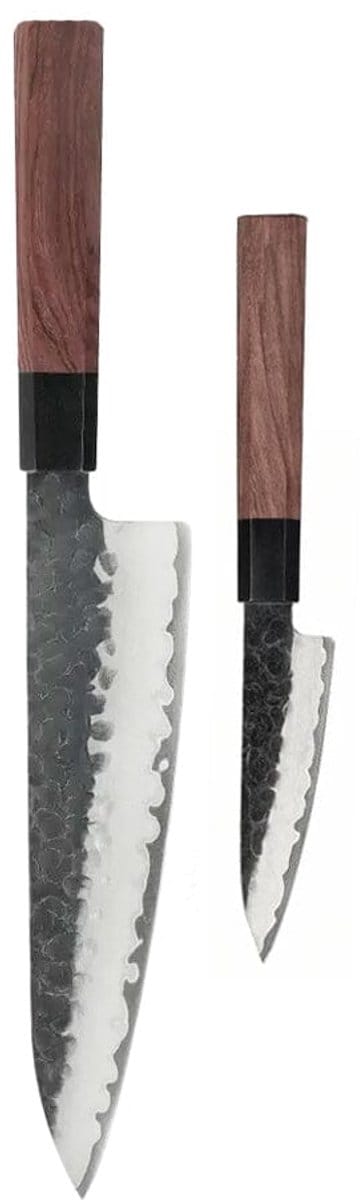 Shinrai Knives - Kurayami 2-delige Damascus Messenset - Koksmes + Schilmes