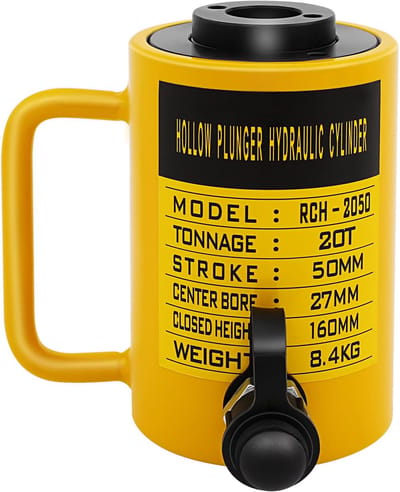 Hydraulische cilinder - Hefcilinder industrieel - Zwaar werk - Duurzame staalconstructie - 20T capaciteit - Geel zwart