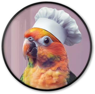 Poster in lijst Rond - Fotolijst 60x60 cm - Posters - Papegaai - Koksmuts - Nieuwsgierig - Vogel - Ronde posterlijst zwart - Decoratie - Wanddecoratie woonkamer - Muurdecoratie slaapkamer